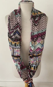 Infinity Scarf Geometric Sheer Multicolor Self Esteem  Polyester - Picture 1 of 8