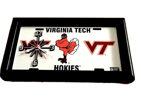 Virginia Tech Hokies NCAA License Plate Clock VT Metal Plate Cover