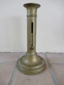 Antique 1800's English Brass Pushup Candle Holder 7" Tall Candlestick 