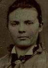 Young Woman, Pretty Eyes, Full Lips. Tinted Tintype, Period Paper Mat. Pa.