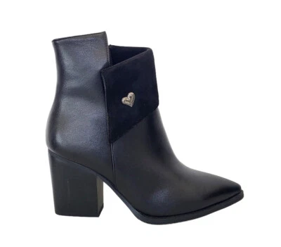 SCARPE STIVALETTI DONNA BRACCIALINI TUA65 PELLE CAMOSCIO NERO TACCO ALTO GOMMA