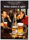 1969 MILLER BEER MAKES IT RIGHT Vintage 8"X10,5" Magazine Ad années 1960 SAL5