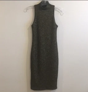 ONE CLOTHING MDI Straight Cut Sleeveless Gold/Black Shimmer Dress Size XS - Picture 1 of 8