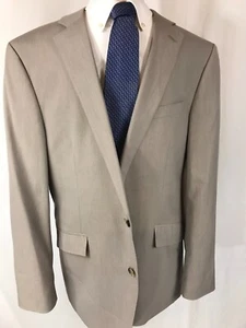 The Savile Row London Men's Beige 2 Button Mayfair Blazer Size 46L Suit Coat - Picture 1 of 9