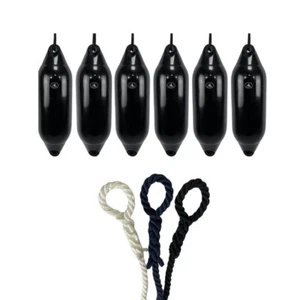 6 x HURRICANE Bootskotflügel: schwarz PM04 - KOSTENLOSES SEIL + AUFGEBLASEN - Bild 1 von 2