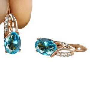 AXI3 auffällige 18k GP Gold Aquamarin Ohrringe - Bild 1 von 12