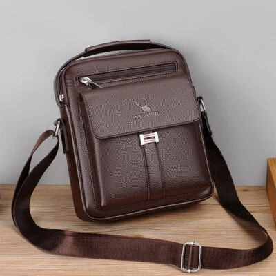 Herren Schultertasche Echt Leder Umhängetasche Handtasche Braun Messenger Tasche - Bild 1 von 4