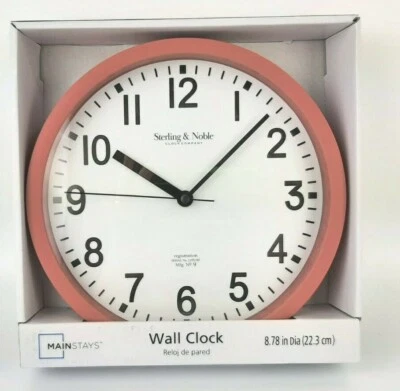 Wall Clock 8.78" Analog Quartz CLAY BRICK Light Pink House Gift New - Image 1 of 3