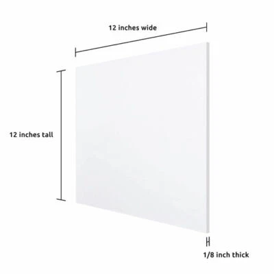 Hoja cuadrada de plexiglás acrílico 12x12 pies 1/8" de espesor tabla transparente de alta temperatura sin cortar Foto 1 de 2
