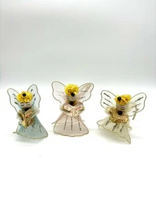 3 Vintage Christmas Tulle Angels Choir Book Mid Century Japan Pink Blue White - Picture 1 of 6