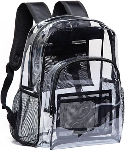 Clear Backpack Heavy Duty PVC Transparent Backpack with Reinforced Strap for Col - Picture 1 of 7