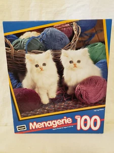 Vintage Jigsaw Puzzle Menagerie 100 pc Kittens Yarn RoseArt - Picture 1 of 4