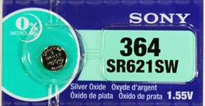1 X SONY 364 SR621SW, 280-34, AG1 SR60, 1.55V watch Battery 0% Mercury Exp. 2026 - Bild 1 von 1