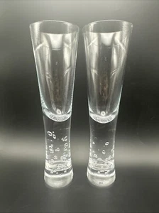 Crate & Barrel Krosno Verve Champagne Flute Bubble Stem Set of 2 5 oz Poland - Picture 1 of 6