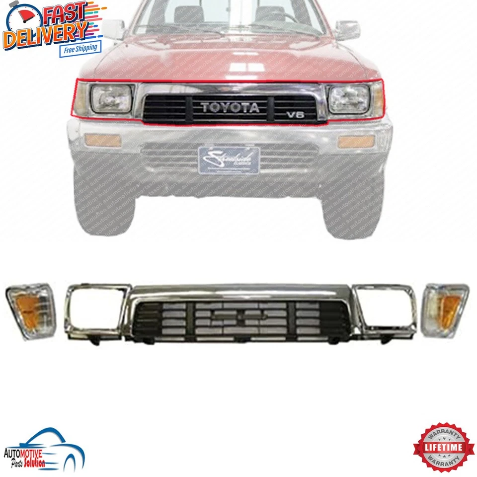 NEW FRONT GRILLE HEADLIGHT DOOR CORNER LIGHT 5PC FOR 1989-1991 TOYOTA PICKUP 4WD - Imagem 1 de 4