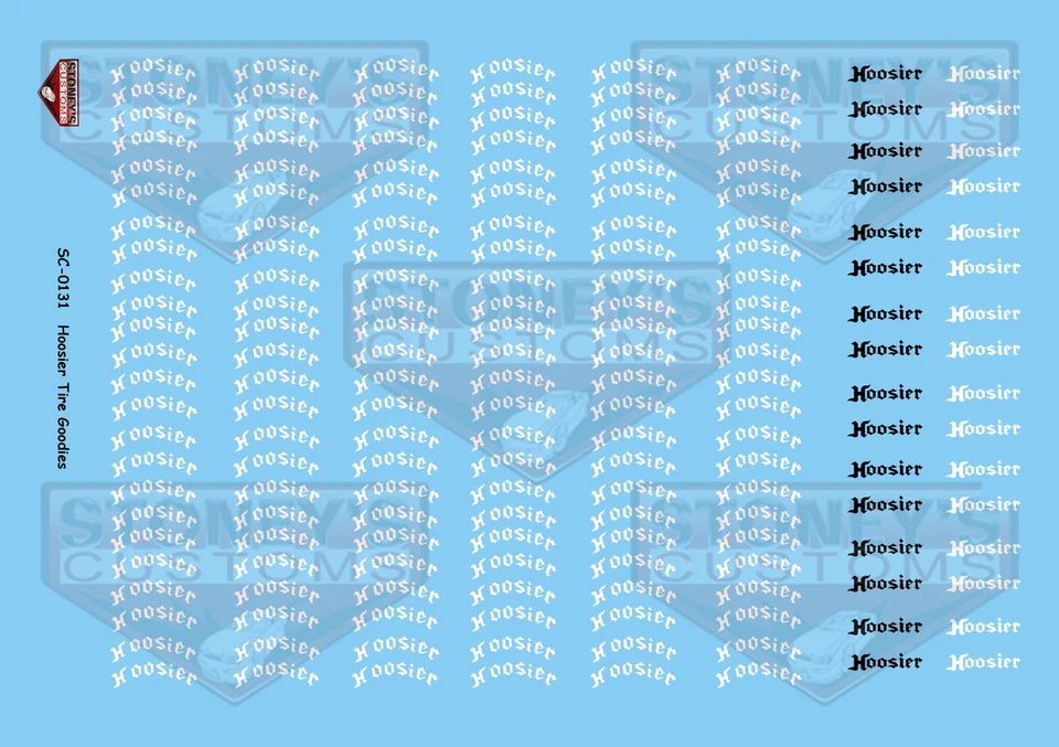 STONEYS CUSTOMS Stoney's Customs Hoosier White Tire Goodies 1:24 Decal Set