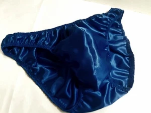 Ropa interior bikini satén para hombre azul marino hecha a mano charmeuse s m L o xl forrado - Imagen 1 de 1