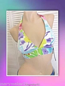 NWT $52 Ralph Lauren Swimwear Bikini Top 8 Pastel Multi Floral Watercolor Print - Picture 1 of 1