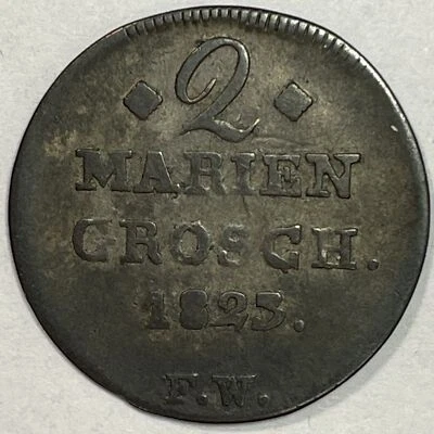 1823-A Waldeck-Pyrmont German States 2 Groschen Very Fine VF Coin #19809 - Image 1 of 3