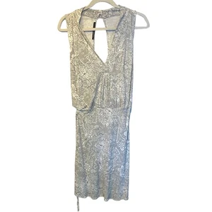 Atos Lombardini Womens Sz 40 / XS Floral Gray White Open Back Sleeveless Dress - Picture 1 of 10