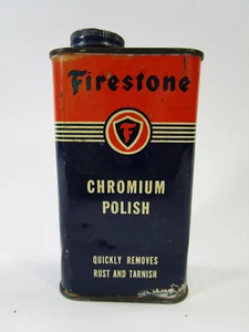 Vintage~Firestone~Advertising Tin Can~Chromium Polish~Old Gas & Oil Collectible  - Picture 1 of 3
