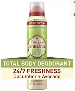 2 Pack Old Spice GentleMan Total Body Cucumber+Avocado Deodorant Spray 3.5 Each - Picture 1 of 6