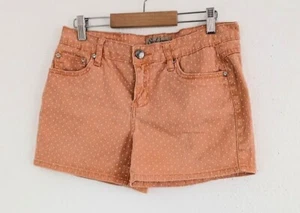 Earl Jean Women's Coral White Polka-Dot Rhinestone Stretch Cotton Shorts Size 6 - Picture 1 of 6
