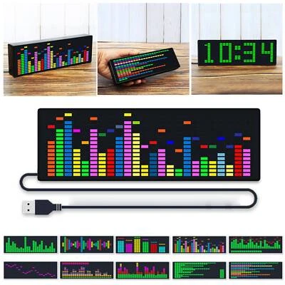 RGB Music Spectrum Indicator VU Meter VFD Audio Voice-activated Rhythm Clock - Image 1 of 4