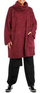 PLUS SIZE BURGUNDY OVERSIZED ROLL NECK WARM LONG TUNIC Size 22-26 - Picture 1 of 4