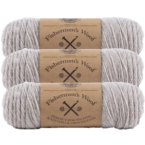 (3 Pack) Lion Brand Yarn 150-123E Fishermen's Wool Yarn, Oatmeal - Picture 1 of 9