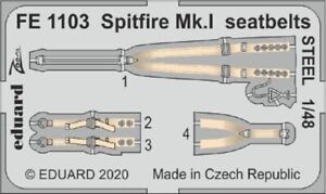 MW22 EDUARD FE1103 SPITFIRE MK.I SEATBELTS STEEL 1/48 ZOOM SET for AIRFIX