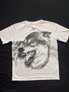 Camiseta para hombre IKEA con estampado de lobo mediana blanca negra gráfica 100 % algodón pulóver - Imagen 1 de 5