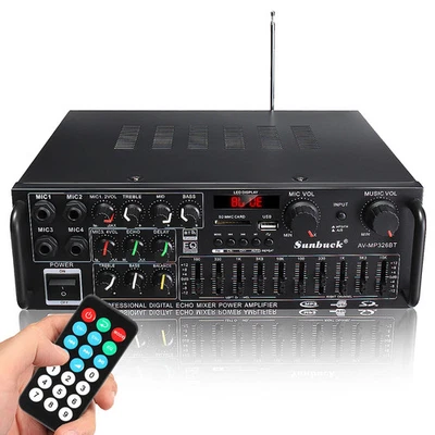 2000W 5,0 Bluetooth 2-Kanal Audio Verstärker 326bt 12V 220V AV-Amp Lautsprecher - Bild 1 von 4