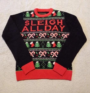 American Stitch schwarz mehrfarbig LS Unisex SLEIGH ALL DAY Weihnachtspullover S - Bild 1 von 5