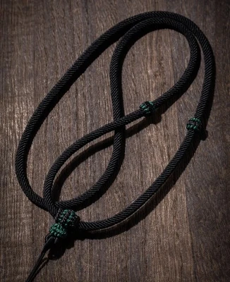 Cuerda colgante nudo plano color café trenzado 8 hebras tejida a mano AA Foto 1 de 4