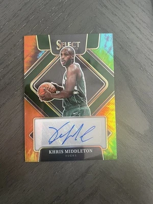 2021-22 KHRIS MIDDLETON SELECT PRIZM AUTÓGRAFO TIE DYE AUTOMÁTICO/25 DÓLARES SG-KHM Foto 1 de 2