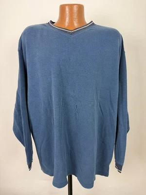 Camisa acanalada vintage años 90 para hombre XL de gran tamaño cuadrada cuello en V mínima preppy azul pesada Foto 1 de 4