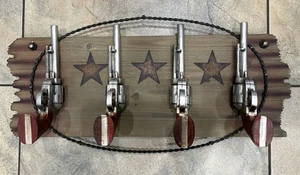 Western Coat Rack Cowboy Revolver Hooks (ga) - Picture 1 of 6