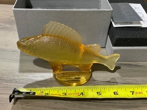 Vintage Lalique Amber Crystal Perch With Box Mint! Condition / 6 INCH! - Picture 1 of 10