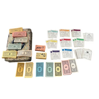 Lote de Juego Monopoly Vintage 1936 Dinero Propiedad Tarjetas Casas Hoteles Lata Incluida Foto 1 de 4