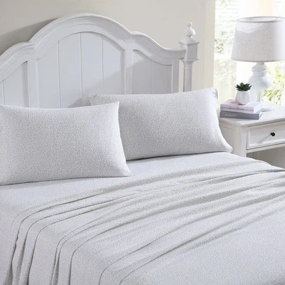 Conjunto de roupa de cama queen Laura Ashley Home Chelsie videira cinza branco algodão flanela - Imagem 1 de 4