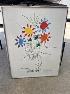 Pablo Picasso Bouquet of Peace Lithography Art Print Framed 20”x 26” - Picture 1 of 10