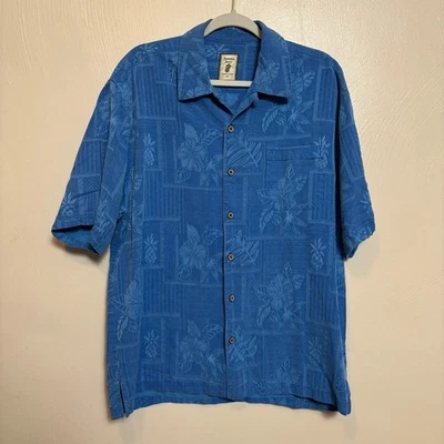 Jamaica Jaxx Authentic Island Style Mens Shirt Silk Short Sleeve Hawaiian Blue L - Image 1 of 4
