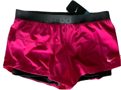 NEW NIKE [L] Women's DRI-FIT JUST DO IT Training Gym Shorts-Fuchsia 522663-660 - Image 1 of 3