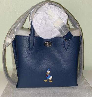 Nuevo Bolso 2024 Coach Exclusivo Disney Pato Donald en Azul Cartera Reg. Cuero Foto 1 de 4