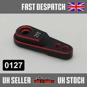 ALUMINIUM ALLOY 25T STEERING SERVO ARM 23mm BLACK AND RED CNC M3 FIXING - Picture 1 of 1