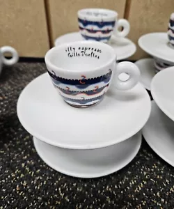 2 Illy Art Collection GILLO DORFLES Espresso Coffee Cup + Saucer - Picture 1 of 2