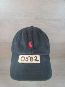 Vintage Polo Ralph Lauren Black Hat Strap Back Cap Pony Preppy - Picture 1 of 10