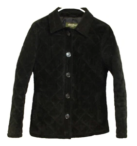 Eddie Bauer Damen Stepp Lederjacke Gr. M schwarz Wildleder Nubuk Thermo Mantel - Bild 1 von 8