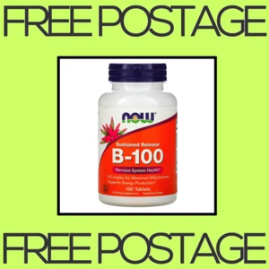 NEW NOW Foods, Sustained Release B-100 - 100 Tablets FREE SHIPPING - Picture 1 of 2